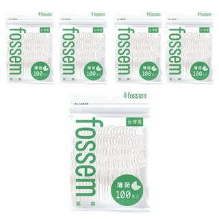 fossem 芙森 超細滑高拉力薄荷牙線棒, 100支, 5包, 20.5cm