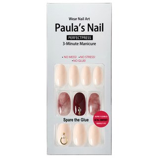 Paula’sNail 光療秒貼美甲 30片 - 3分鐘美甲 無需膠水 舒適貼合, 栗子蒙布朗, 1組