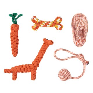 comet 寵物編織繩訓練玩具5件組, 橘色, 1組
