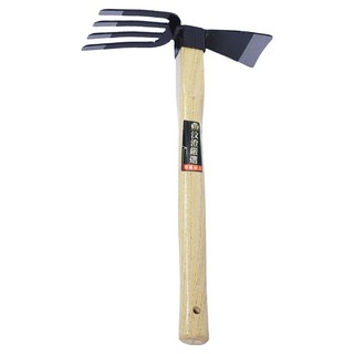 WEN-CHENG 汶澄 木柄雙用叉鋤/鋤耙/耙子 台灣製 22 x 39cm, 1支