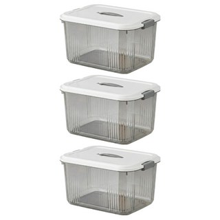 小麥購物 手提收納盒 小, 透明黑, 3個