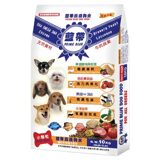 PRIME BLUE 藍帶 高級成犬狗食 小顆粒 添加OMEGA 3&6 茄紅素, 牛肉, 10kg, 1袋