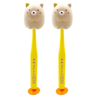 Skater U-company 牙刷 附吸盤, 角落生物 小貓, 2支, 1入