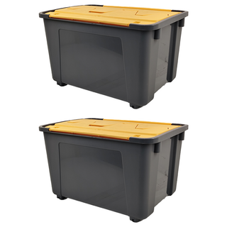 BK Lucky 雙掀蓋整理箱 LX-552, 550 x 388 x 333mm, 黃色, 2個