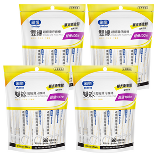Shallop 刷樂 雙線超細滑潔牙線棒衛生包, 100支, 4袋