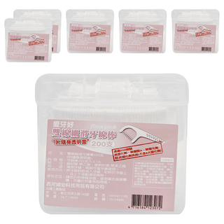 西河 雙線細滑牙線棒 Set 200支, 6盒