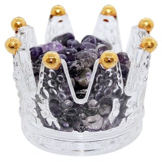 O'Pretty 歐沛媞 天然水晶擴香石約100g 手工皇冠玻璃容器 (5x6cm), 1組