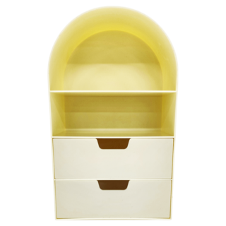 FAmILyLIFE 生活 附抽屜桌面文具公仔收納盒 387g 15 x 8.5 x 25cm, 1層, 奶油黃