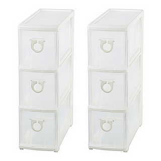 KEYWAY 聯府 高見三層隙縫收納櫃 附輪 33L, 透明色, 2個