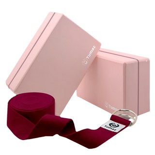 Tumaz 月熊 EVA瑜珈磚繩組 45D高密度EVA材質 止滑減震 環保安全, 粉橘, 1組