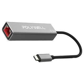 POLYWELL 寶利威爾 Type-C 2.5G 外接網卡 乙太網路卡 USB3.1 Type-C轉RJ45, PW15-T02-A012, 1個