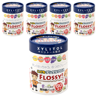 UFC SUPPLY FLOSSY 木醣醇兒童牙線棒 6種水果味 獨立包裝, 60支, 5罐