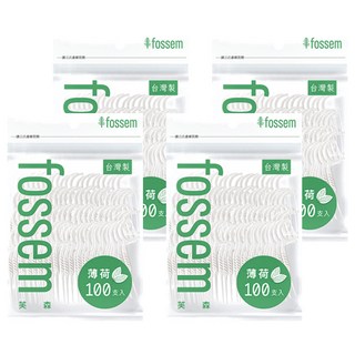 fossem 芙森 超細滑高拉力薄荷牙線棒, 100支, 4包, 20.5cm