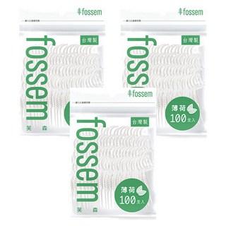 fossem 芙森 超細滑高拉力薄荷牙線棒, 100支, 3包, 20.5cm