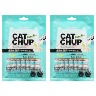 CAT CHUP 貓咪肉泥 3個月以上, 鮪魚+蟹肉, 98g, 2袋