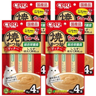 INABA 鰹魚燒肉泥 SC-513, 吻仔魚 + 干貝, 56g, 4袋