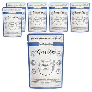 Gussto 無穀餐包 6號 美味火雞+鮪魚 貓糧, 85g, 6包
