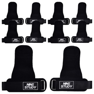 NINE STUDY AD-ROCKET 皮革防滑重訓拉力帶, 21.5 x 19cm, 5個, 黑色