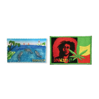 a-one 匯旺 牙買加度假風冰箱磁鐵+雷鬼歌手燙布貼二件組 創意家居裝飾小物, 1組