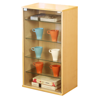 BuyJM 低甲醛附LED燈玻璃展示櫃 寬47.5 x 深30 x 高83cm, 淺橡木色