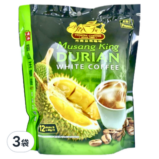 益和牌 沙巴丹南白咖啡 四合一 貓山王榴槤風味, 40g, 12包, 3袋