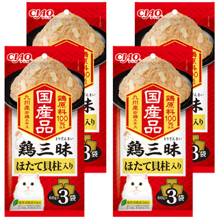 INABA CIAO 啾嚕 貓用 三昧餐包, 雞肉 + 干貝, 180g, 4袋