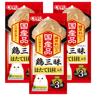 INABA CIAO 啾嚕 貓用 三昧餐包, 雞肉 + 干貝, 180g, 3袋