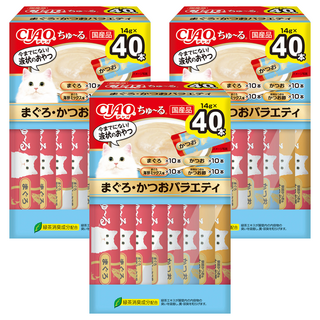 INABA CIAO 啾嚕肉泥, 3盒, 鮪魚 + 鰹魚綜合口味, 560g