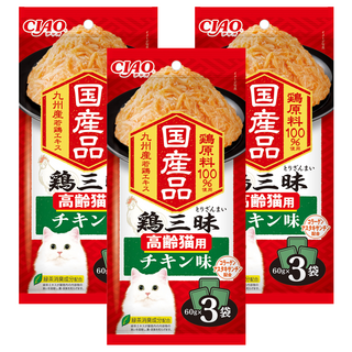 INABA CIAO 高齡貓 豪華雞三昧餐包 IC-537, 180g, 3袋, 雞肉