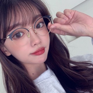 MELACME 圓形半框輕量鋼鈦金屬眼鏡框