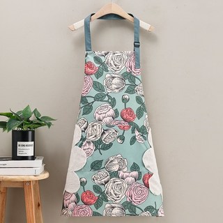 Solv Living 便於擦手的漂亮花朵廚房防水圍裙, 藍色, 1個