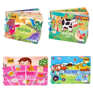 mom's eye 可撕貼安靜書 4種全套組合, 1組, 多色