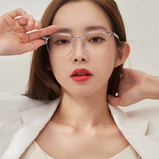 LOOKSTORE 大尺寸時尚透明半框抗藍光眼鏡 6775