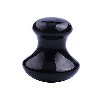 蘑菇造型刮痧按摩石, 黑色水晶, 1個