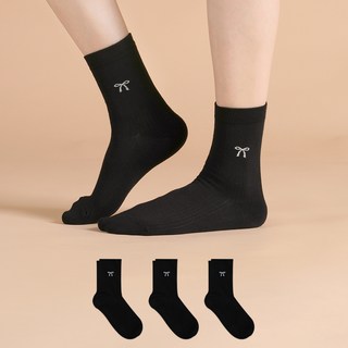 Sockpiens 女性瑪莉珍蝴蝶結時尚襪子3雙組