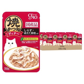 INABA 鰹魚燒餐包, IC-233 鰹魚 + 吻仔魚 + 扇貝, 50g, 16包