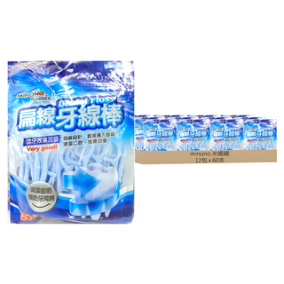 minono 米諾諾 扁線牙線棒 132091, 60支, 12包, 7cm