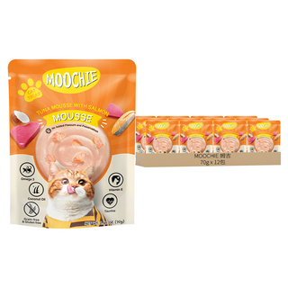 MOOCHIE 姆吉 美膚全年齡貓慕斯系列, 鮪魚鮭魚, 70g, 12包