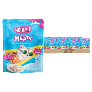 MOOCHIE 姆吉 無榖鮮肉全年齡貓餐包系列, 70g, 鮪魚雞肉, 12包