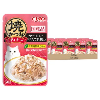 INABA CIAO 啾嚕 燒餐包, 鰹魚 + 鮭魚 + 干貝, 50g, 16包
