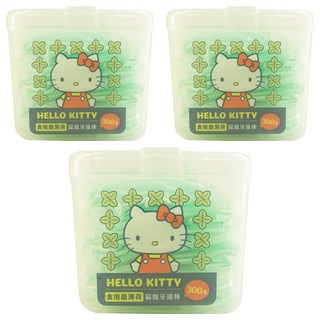 Hello Kitty 食用級薄荷扁線牙線棒 清潔口腔, 300支, 3盒