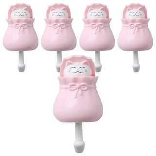 小麥購物 可愛福袋貓咪掛勾 L1033, 5個, 粉色