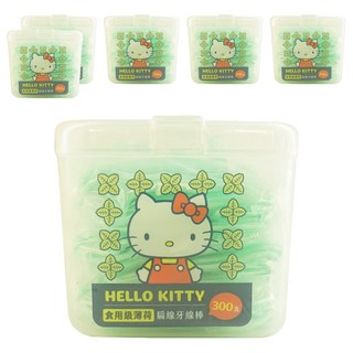 Hello Kitty 食用級薄荷扁線牙線棒 清潔口腔, 300支, 6盒