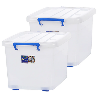 KEYWAY 聯府 滑輪掀蓋整理箱 收納箱 110L, 透明色, 2個