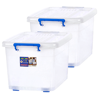 滑輪掀蓋整理箱 137L, 透明色, 2個
