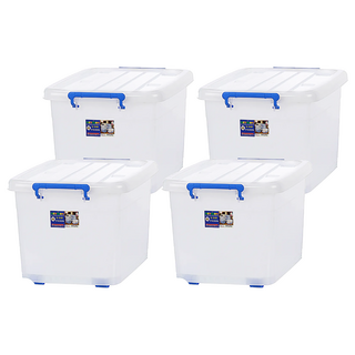 KEYWAY 聯府 滑輪掀蓋整理箱 收納箱 110L, 透明色, 4個