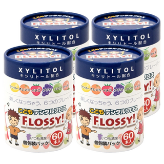UFC SUPPLY FLOSSY 木醣醇兒童牙線棒 6種水果味 獨立包裝, 60支, 4罐