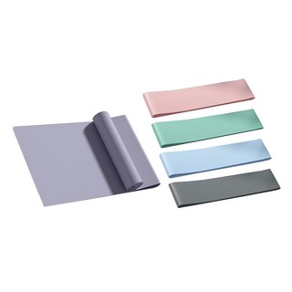 Nopeasti 諾比 高強拉伸瑜伽彈力帶套組 伸展塑型綜合磅數五件套, 粉色/藍色/綠色/灰色/紫色, 1組