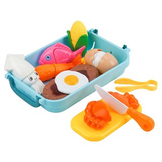 牛排海鮮美食切切樂8件組 附收納籃 +刀夾子 + 砧板 ST-848A, 1組, 顏色隨機