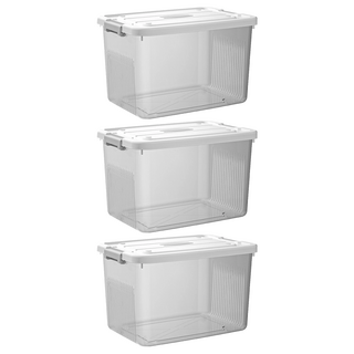 BangJiaShi 幫家適 掀蓋式透明收納箱, 特大款(39 x 28.5 x 21.5cm), 透灰, 3個, 特大(39 x 28.5 x 21.5cm)